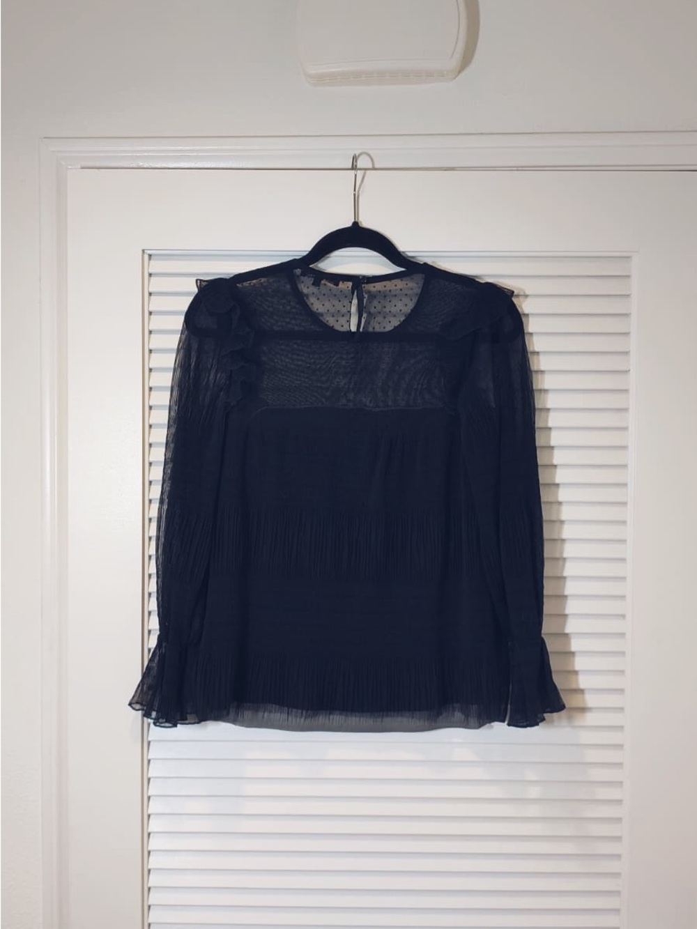 [New] Maje Sheer Black Dotted Mesh Blouse